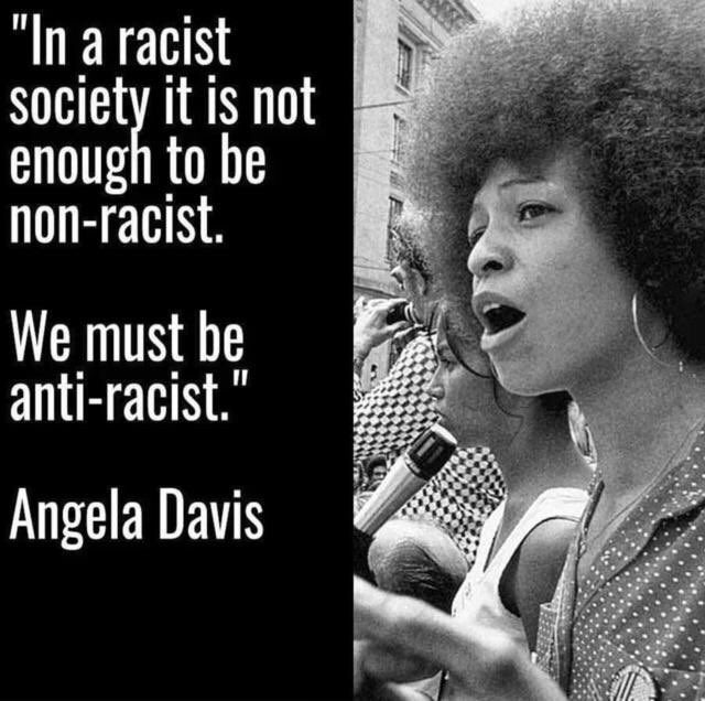 @ladybuck44 I’m dedicated to being anti-racist throughout my life. We must join together in union to fight the systemic racism pervasive in all our US institutions. I was lucky enough to hear Dr. Angela Davis in the SF Bay Area when I was 17. I’ll not forget it.