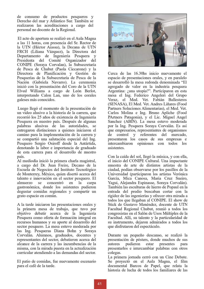 SorayaCorvalan's tweet photo. #IngenieriaPesquera #CONIPE2019 en @Infopesca_ALyC https://t.co/7td4xkT0y4