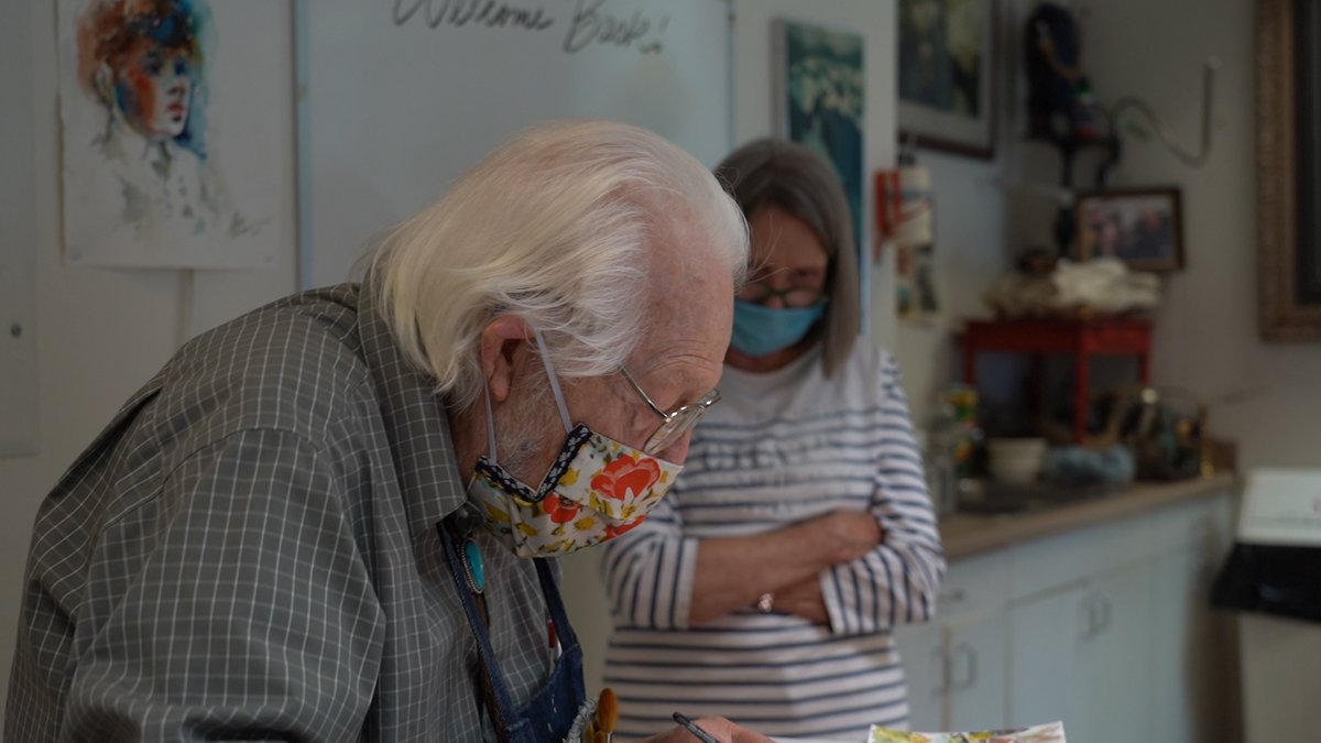 abc4utah's tweet photo. A legendary Utah art teacher walks back into his classroom at 90-years-old, ABC4 News shared part of his first day back at work  https://t.co/Su6EvQ2XUS https://t.co/qCwXi6OzLN