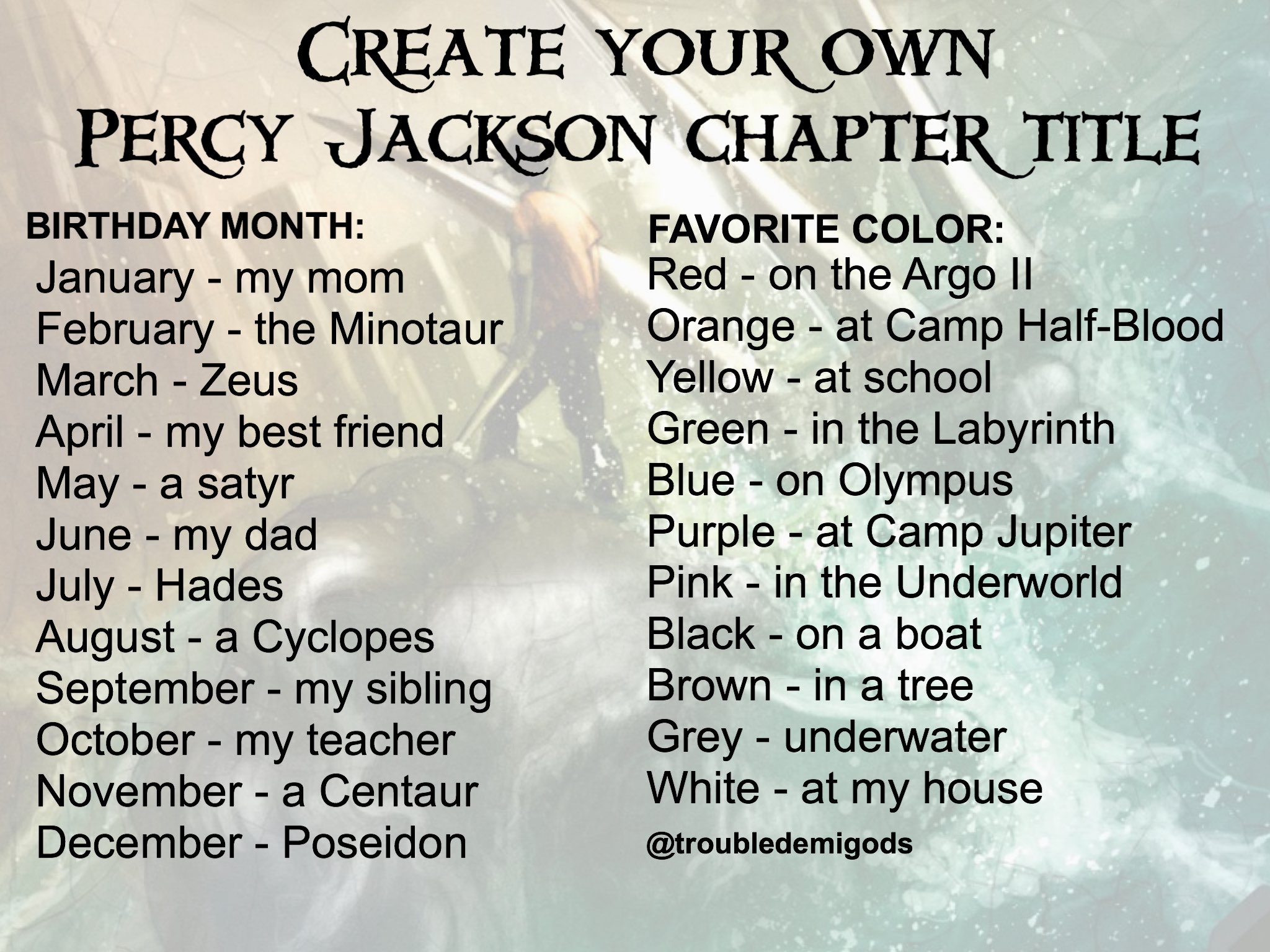 Create Your Own Camp Half Blood