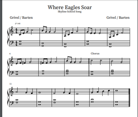 Sarah_Barten's tweet photo. Scoring this for piano didn't take as long as I thought - I'm  excited to share our Skyline School Song to students learning the piano.  #noteflight #schoolsong  #SkylineSchool @BGAGUIRRE1 https://t.co/jn1GK8yVBx