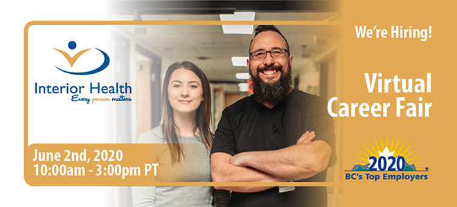 UAlbertaCC's tweet image. Open to #UAlberta students &amp;amp; grads in Health disciplines including @UAlbertaNursing, @UAlberta_FoMD #LABMP, @UofARehabMed, @Interior_Health hosting Virtual Career Fair, June 2, 10 am-3 pm PT; to attend, register at bit.ly/3gst2Vq