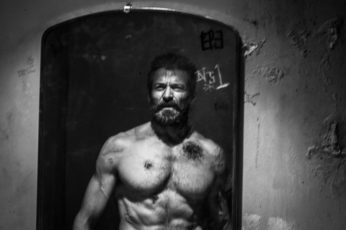 Here's the 2nd of my favorite shots I took of  @RealHughJackman. This was taken on the day we shot the scene of him pushing the slugs out of his body over the sink in the title sequence.  #Logan  #QuarantineWatchParty  @ComicBook