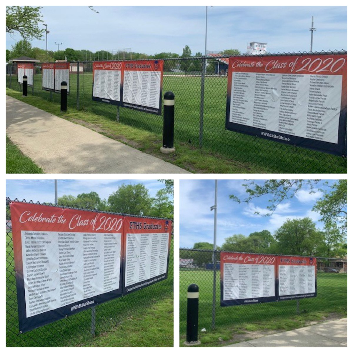 ETHSWildkits's tweet image. S/O to the parents of the ETHS Class of 2020 for recognizing the graduates in a special way.  Be sure to check out the banners hanging on the Lazier Field fence! #wildkitclass2020 #wildkitway #wildkitpride