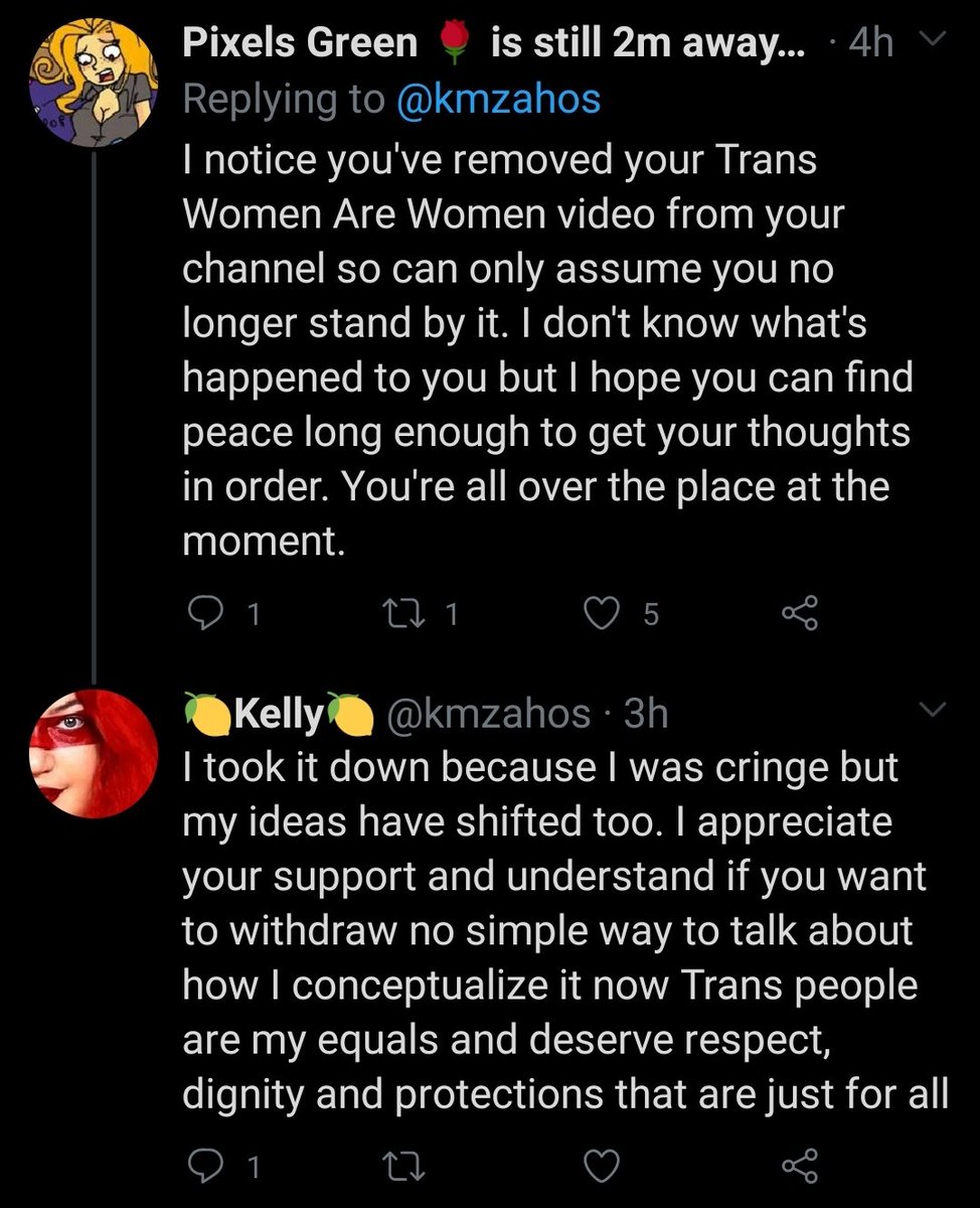 She removed her video supporting trans women, because saying trans women are women "is cringe and her ideas have shifted"