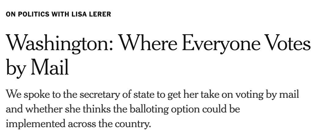 43/ @KimWyman12, Republican  @secstatewa, supports vote by mail. ( @llerer for  @NYTimes): https://www.nytimes.com/2020/04/15/us/politics/washington-where-everyone-votes-by-mail.html