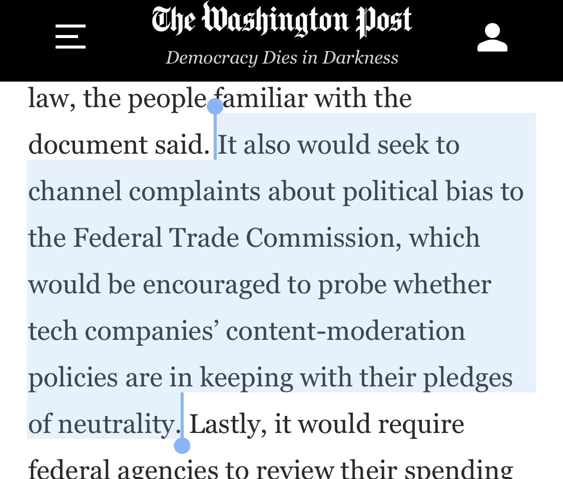 Republicans’ end game here is to use the force of the federal government to deter private companies from calling out their lies, and to portray such efforts as evidence of political bias washingtonpost.com/technology/202…