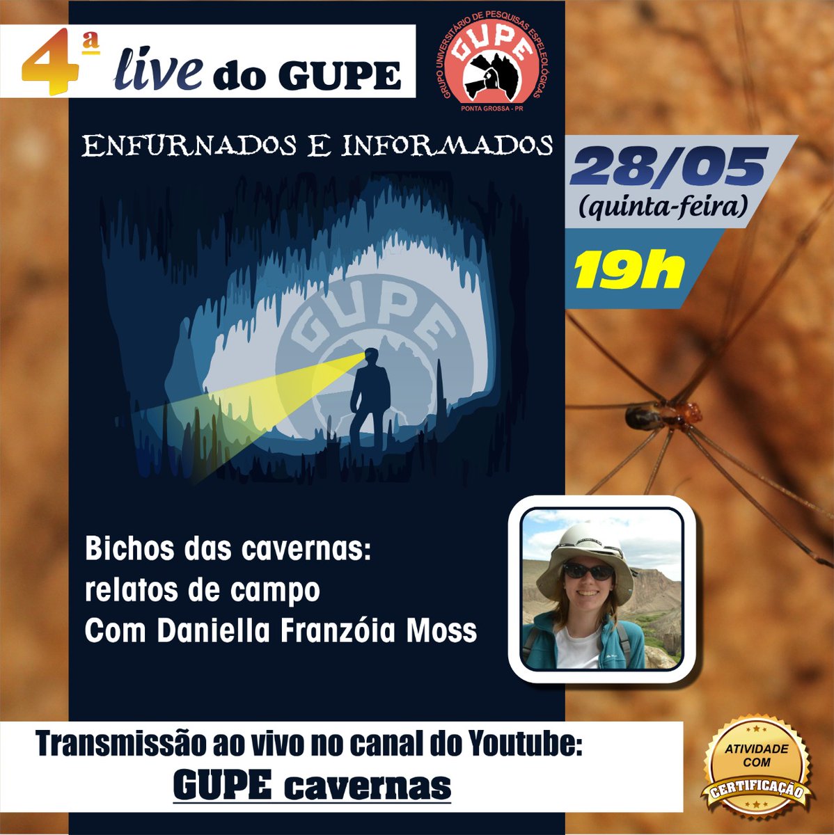 espeleogupe's tweet photo. Marque na sua agenda, que amanhã teremos mais uma live do GUPE! Nesta semana o assunto será "animal"! #CadaUmNaSuaFurna #FiqueEmCasa #cavernas #espeleologia https://t.co/MoV0qgWVwH