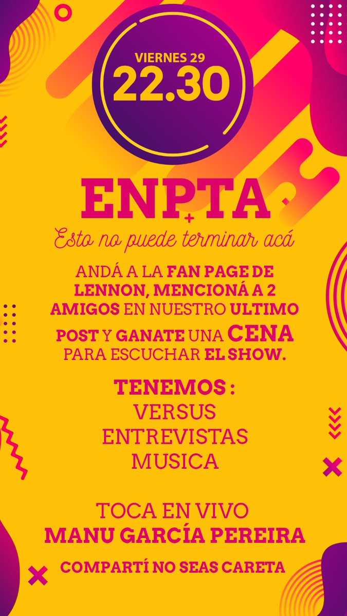 ENPTA955's tweet photo. Nuevamente nos vas a poder ver este viernes a las 22:30 por la fan page de Lennon Cervecería!
Dando RT acá ya estás participando por todos los sorteos https://t.co/nMSCjXONd5