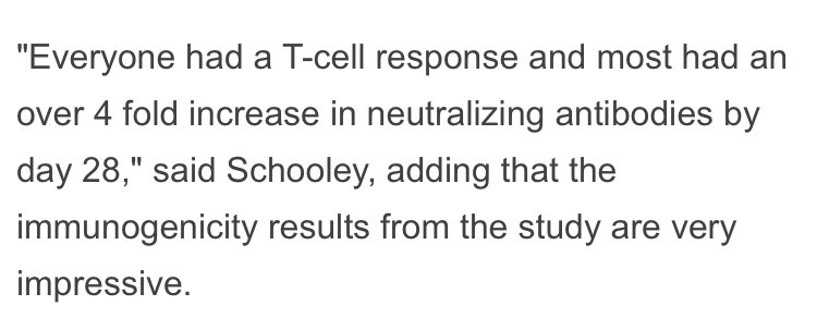 6/ Of course these are Phase 1 non randomized trials coming out of China. But to Schooley this is more than good enough to receive his praise.