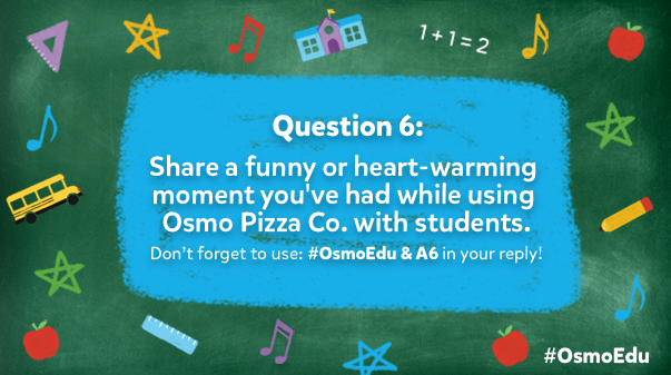 PlayOsmo's tweet photo. Q6: Share with us a funny or heart-warming moment you've had while using #OsmoPizzaCo with students.
#OsmoEdu #edtech #edtechchat #educhat #playosmo https://t.co/IUafK6NFcx
