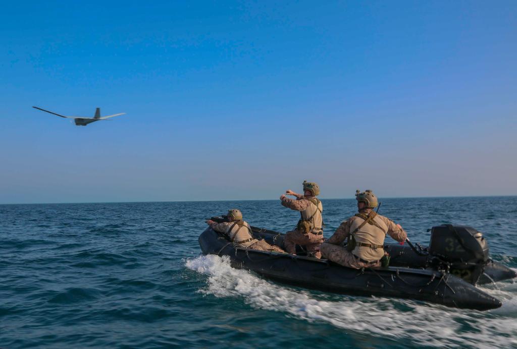 USNavy's tweet photo. #USNavy photos of the day: Russian fighters unsafely intercept #US6thFLT #P8APoseidon over #MedSea, #USSGabrielleGiffords exercises with Singapore navy, #USSRonaldReagan #FltOps, #USMC launches #RQ20ROV in #ArabianGulf ⬇️ info & download ⬇️: https://t.co/vI6KdY0JQD? https://t.co/wxcEHF11Pt
