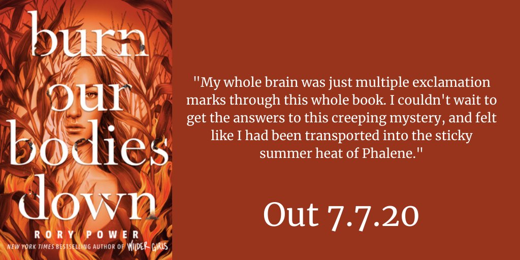 Also out July 7,  @itsrorypower brings you some amazing YA corn horror with BURN OUR BODIES DOWN, tracing three generations of a family tree with poisoned roots. Katherine says: https://www.tridentbookscafe.com/book/9780525645627