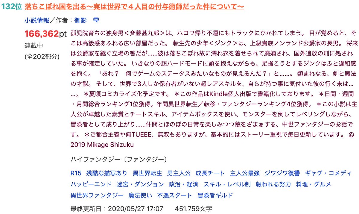 御影 雫 なろう 電子書籍作家 落ちこぼれ国を出る の作者 累計総合ランキングが132位まで上がってた 読んでくださった皆様 ありがとうです 落ちこぼれ国を出る 実は世界で4人目の付与術師だった件について 4巻までkindleにて出版中 T 御影 雫 なろう 電子書籍作家 落ちこぼれ国を出る の作者 累計総合ランキングが132位まで上がってた 読んでくださった皆様 ありがとうです 落ちこぼれ国を出る 実は世界で4人目の付与術師だった件について 4巻までkindleにて出版中 T