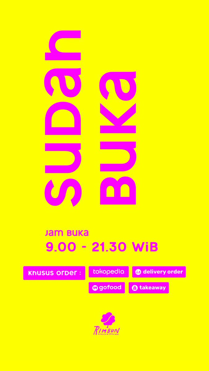 Sudah kembali hari ini, masih khusus takeaway/delivery/go food/tokopedia ya tems