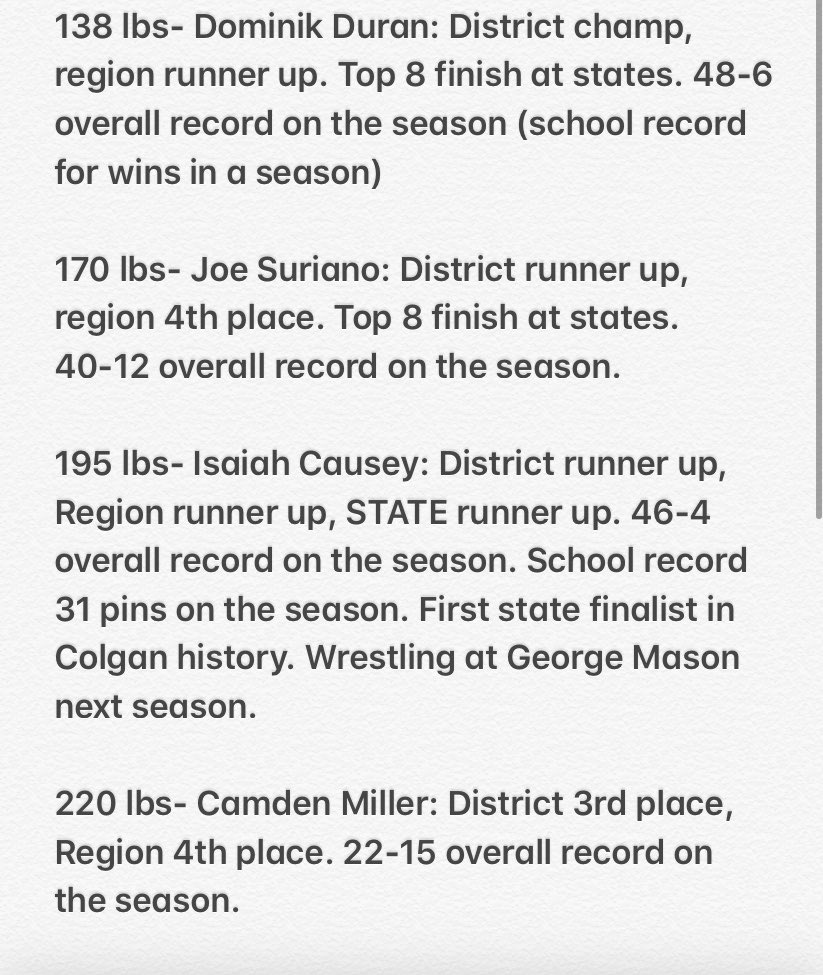 On a night to honor accomplished seniors, let’s take a look at our state qualifying senior wrestlers!