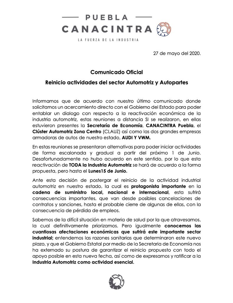 canacintrap's tweet photo. Comunicado Oficial | Sabemos de la difícil situación en materia de salud por la que atravesamos, la cual definitivamente priorizamos. 

Pero igualmente conocemos las cuantiosas afectaciones económicas que sufrirá este importante sector industrial. 

#canacintraparati https://t.co/qcDlkfdp2w