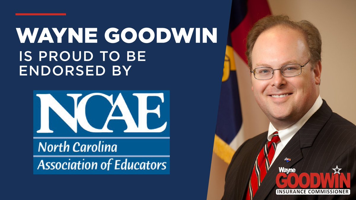 WayneGoodwinNC's tweet photo. Thank you, @ncae, for your strong endorsement of my 2020 NC Insurance Commissioner campaign for a 3rd* term! #ncpol https://t.co/mCN834GQpq