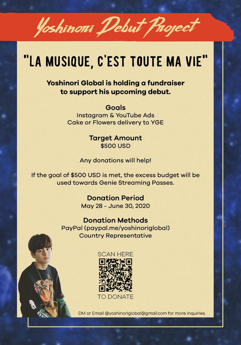 yoshinoriglobal's tweet photo. Yoshinori Debut Project 
"LA MUSIQUE, C'EST TOUTE MA VIE" 

💵PayPal: https://t.co/fDNspFcOAP
📝Donation Form: https://t.co/6hYbha6F4t
🗓️Deadline: 6/30/2020

Click photos for details on the project🐯

#YOSHI #요시 #TREASURE  #트레저  #ヨシノリ
@treasuremembers 
@ygtreasuremaker https://t.co/mLqyD0DrUY