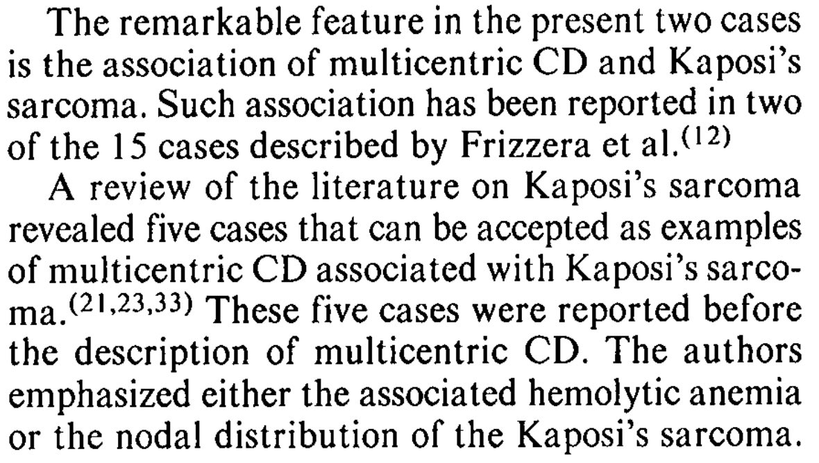 Treatment of MCD was poorly defined. In Frizzera’s report, treatment most commonly consisted of corticosteroids, but a number of patients received chemotherapy (chlorambucil, vincristine, CVP). 1 patient had rapidly fatal disease, but the majority had persistent or recurrent dx.