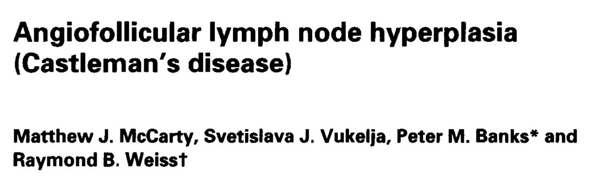 Over the next 10 years, dozens of cases were reported, many of which were located in the mediastinum. They almost exclusively had a “hyaline vascular” appearance. This entity was also referred to as “angiofollicular lymph node hyperplasia” and “giant lymph node hyperplasia”