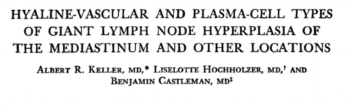 Some patients, however, did have systemic symptoms (fever, night sweats), anemia, hyper-gammaglobulinemia. Those cases were more likely to have a “plasma cell” appearance histologically. This distinction was further established by Castleman et al in 1972 after reviewing 81 case