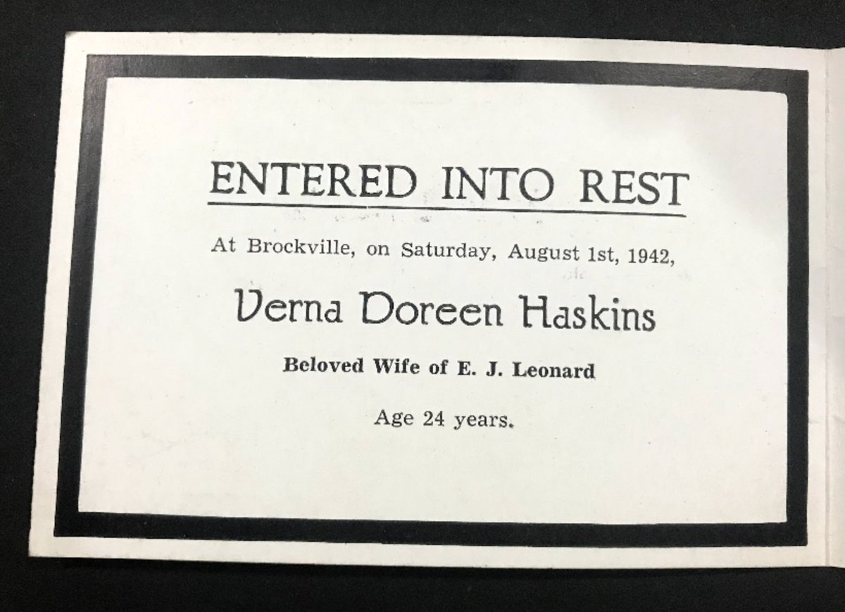 Less than a month after Harold was killed, Veryl's sister Verna died. This funeral card, along with Verna's dates of birth and death, should be enough for me to find the family through census records.