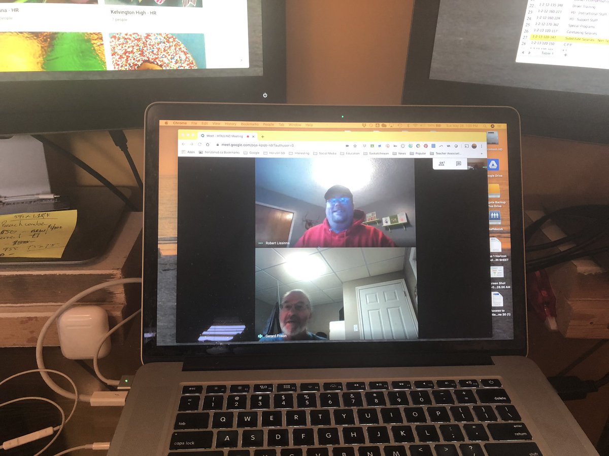 RandolphMacLEAN's tweet photo. Tuesday another great meeting of conversation and problem solving with @horizonsd205 #HTA/LINC President Gerard Frison & LINC Chair Rob Lissinna using @GoogleMeet2 #edchat #covid19SK #literacy #safeandcaring #graduationrates #relationshipmatters #edchatSK https://t.co/RBQwfBoCMN