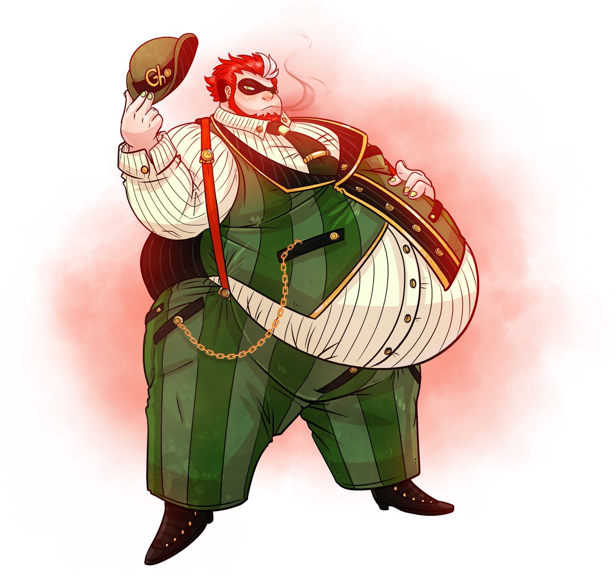 Scalebreaker Jack - A super-villain character of mine! Jack is slowly bending the world to his whim. Fattening up society and letting them hang off his every word. The red mist he produces makes people more susceptible to his charms and act as a calorific amplifier.