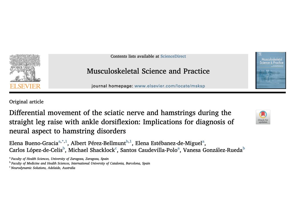 Neurodynamics's tweet image. Can NERVES be MOVED SPECIFICALLY?

Here&apos;s our recent research on SCIATIC NERVE MOVEMENT and BICEPS FEMORIS muscle with the straight leg raise. 

To read the abstract:
researchgate.net/publication/33… 

#physiotherapy #physicaltherapy #neurodynamics #chiropractic #rehabilitation