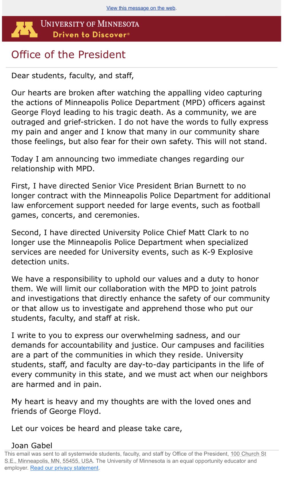 Ananya Roy No Twitter Now And Always Is The Time For Universities To Divest From The Murderous Apparatus That Is The Police Here Is An Announcement From The President Of Univ Of