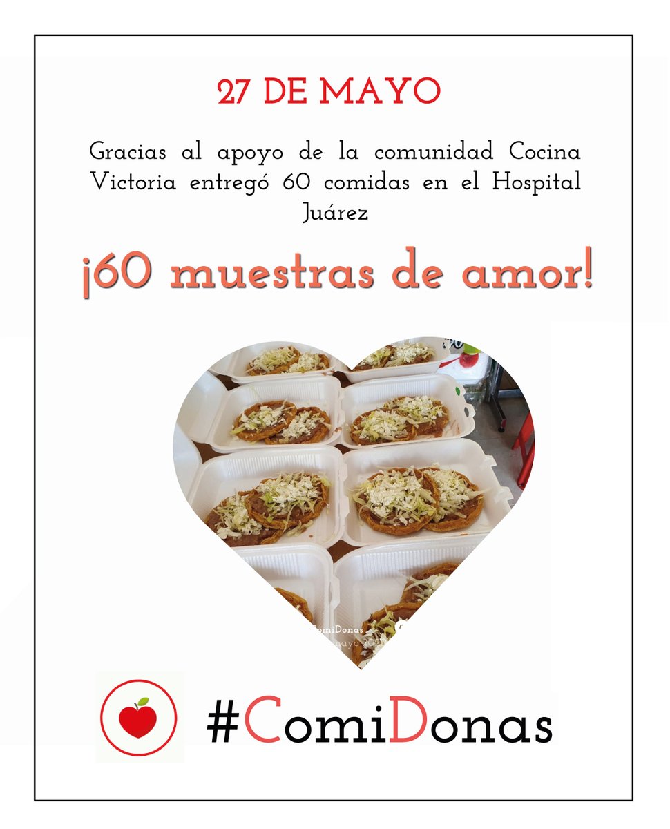 comidonas's tweet image. Una rica comida llena la panza, pero una acto de amor llena el corazón de los #HeroesDeLaSalud.

Como todos los días y gracias a tú apoyo hoy entregamos 60 #ComiDonas en el @HospitalJuarezM.

¡Gracias!