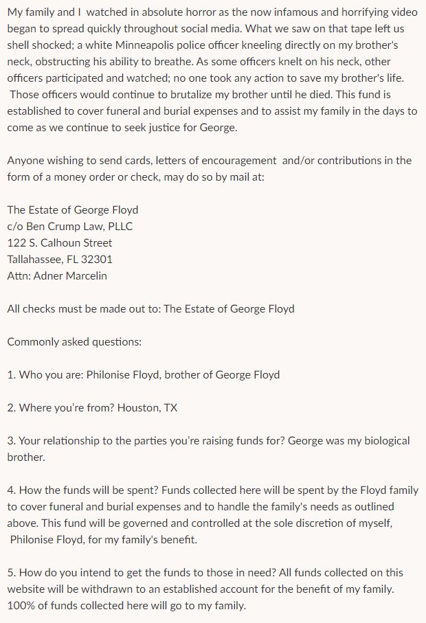  DON'T RETWEET also, i am asking people to not retweet this to encourage more people to actually TWEET about the issue, as well as sign petitions and, once again, donate if financially possible for you.  http://gofundme.com/f/georgefloyd 