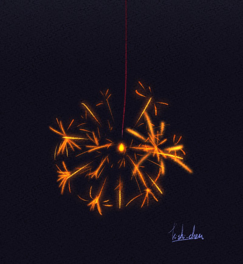 Kishi Chan キシチャン در توییتر 今日は花火の日って事で 線香花火のイラスト描きました 線香花火 何年もやってないなぁ イラスト 線香花火