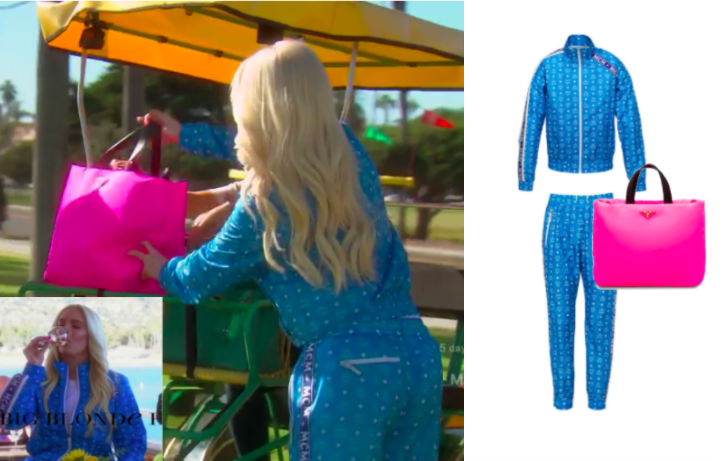 BigBlondeHair.com on X: MCM Mama! Get details on Erika Jayne Girardi's  Blue MCM Tracksuit and Pink Bag here:  #RHOBH   / X