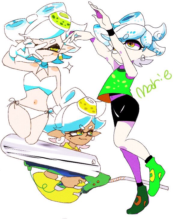 インクリング ,イカガール(スプラトゥーン) 「splatoon1の発売当時に描いてた絵でおちゃにご、おつまみは良いぞ 」|セノ🦅誤字脱字するのイラスト