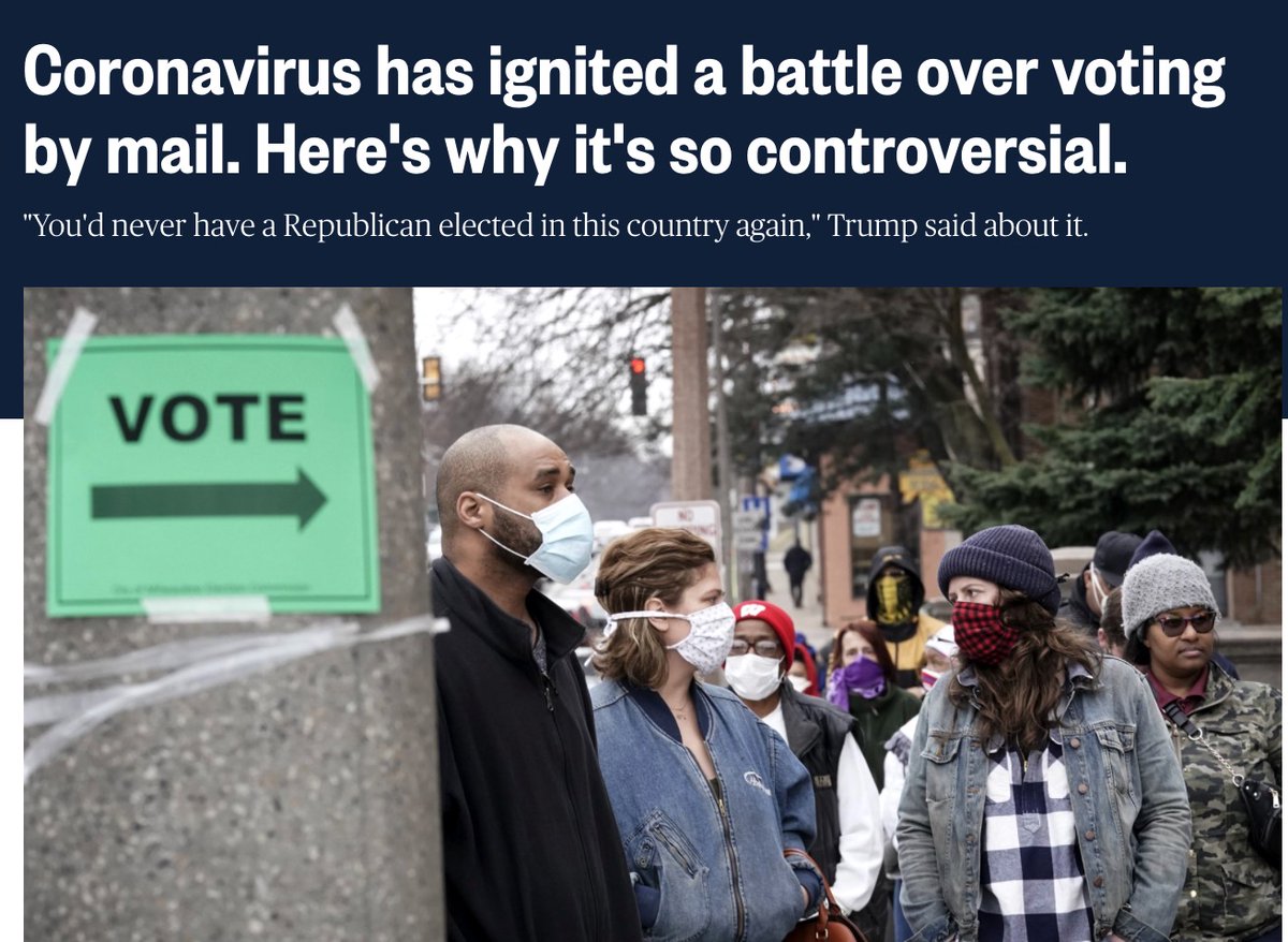 23/"Deeply conservative Utah has moved almost entirely to vote-by-mail in recent years" ( @aseitzwald &  @sahilkapur for  @NBCNews): https://www.nbcnews.com/politics/2020-election/coronavirus-has-ignited-battle-over-voting-my-mail-here-s-n1178531