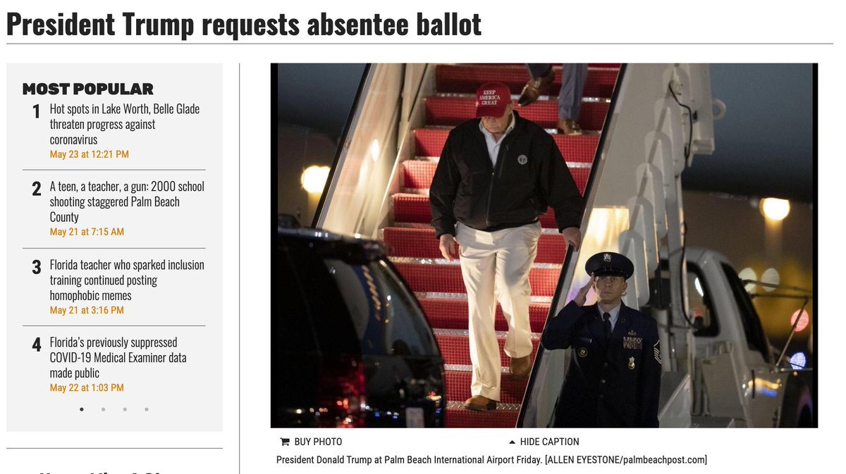 24/President requests vote-by-mail ballot for Florida Republican presidential primary ( @mannahhorse for  @pbpost):  https://www.palmbeachpost.com/news/20200311/president-trump-requests-absentee-ballot