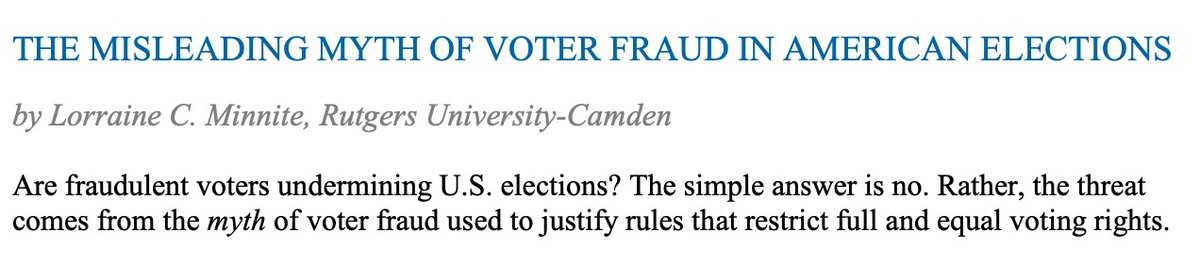 Ellen L Weintraub 31 Mistake Not Fraud Fraud By Individual Voters Is Almost Nonexistent Mistakes In A Confusing System Are The Real Issue Rutgers Camden Professor Lorraine C Minnite A T Co 7e8xdoed T Co