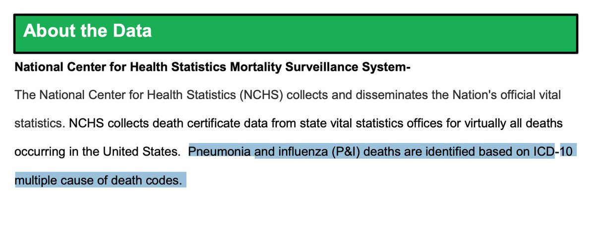 Step 0 (before you download the data, look at what you're downloading): click the "Help" button on the top right. It links to this PDF that gives more info about the data.Here we can verify that these numbers are based on multiple cause-of-death codes.  https://gis.cdc.gov/grasp/fluview/FluViewPhase7QuickReferenceGuide.pdf