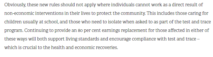 And finally - don't wind-down the JRS for those who cannot work as a direct result of non-economic interventions in their lives to protect the community. Think parents caring for children usually at school, or those told to self-isolate for successful test/trace.