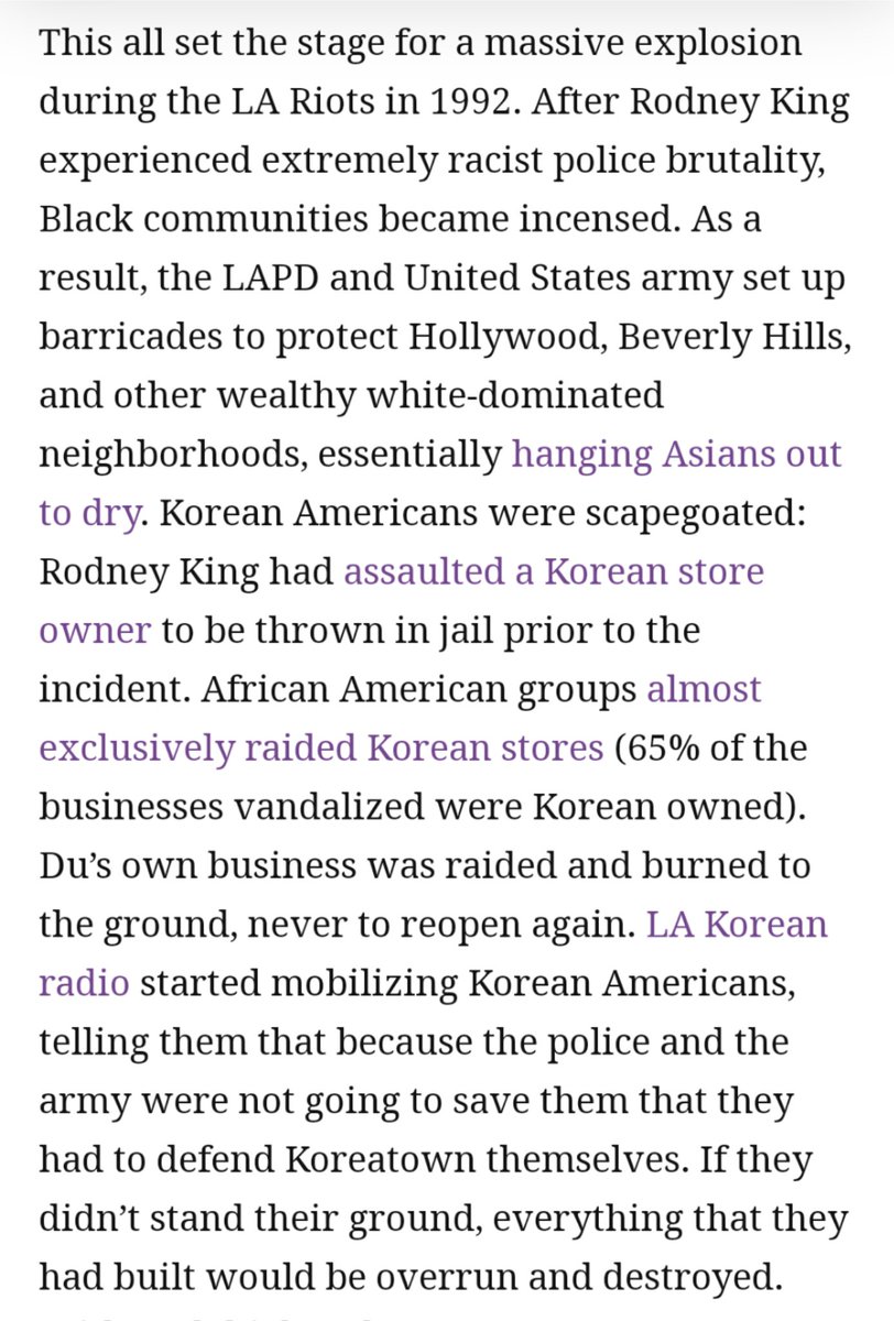 The Korean community was abandoned by the police, who only protected white neighborhoods. These immigrant families businesses that took years to build were left to be attacked and burned. The choice to take up arms was the choice to either fight or die. https://nextshark.com/doug-kim-asian-black-relations-america/amp/?__twitter_impression=true