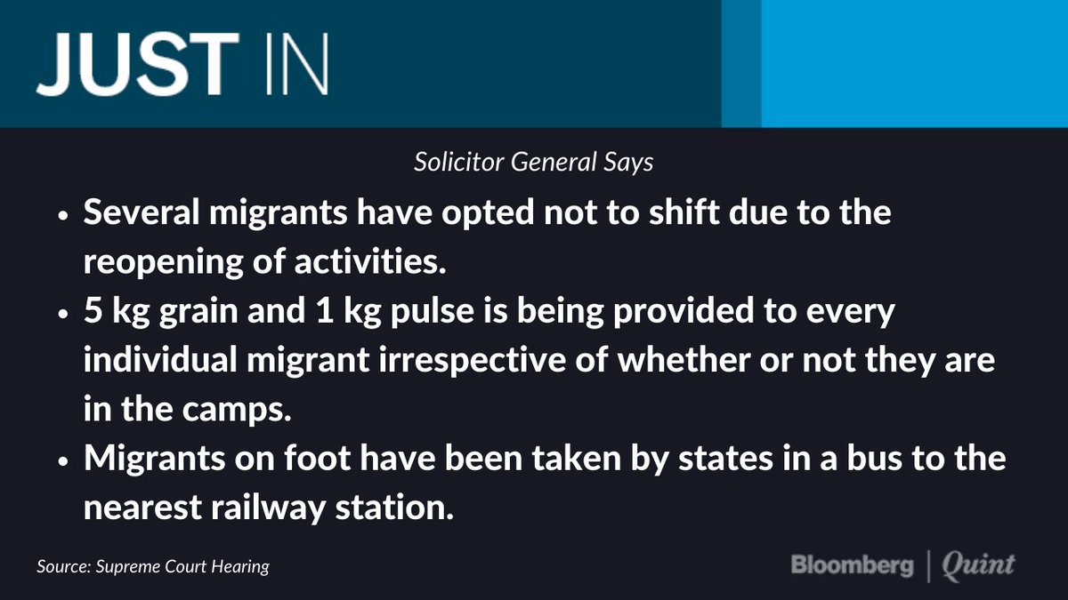 Migrants Issue: Approximately 1 crore migrants have already shifted, says Solicitor General Tushar Mehta. Read background:  http://bit.ly/3d3fXje 