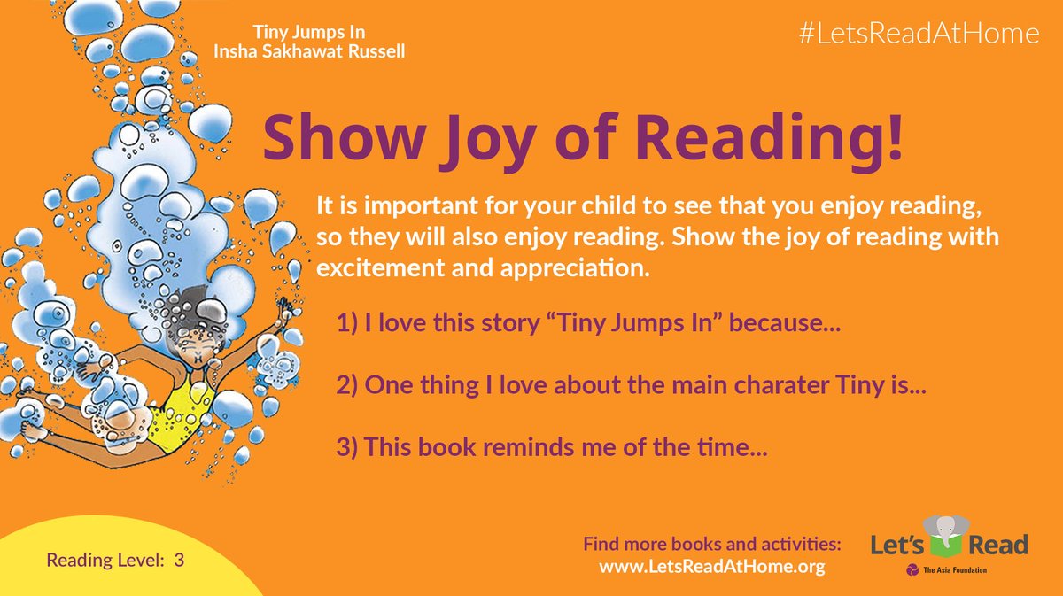 m_jkhan's tweet photo. Reading Tip to Parents: Show the Joy!
Show the joy of reading to your child so they will love reading, too!
Tine Jumps In: https://t.co/D48luVnPfS
Find more fun books and reading activities: https://t.co/kfbm8YEVVZ
#LetsReadAtHome
#LetsReadAsia https://t.co/7Odrce2uEP
