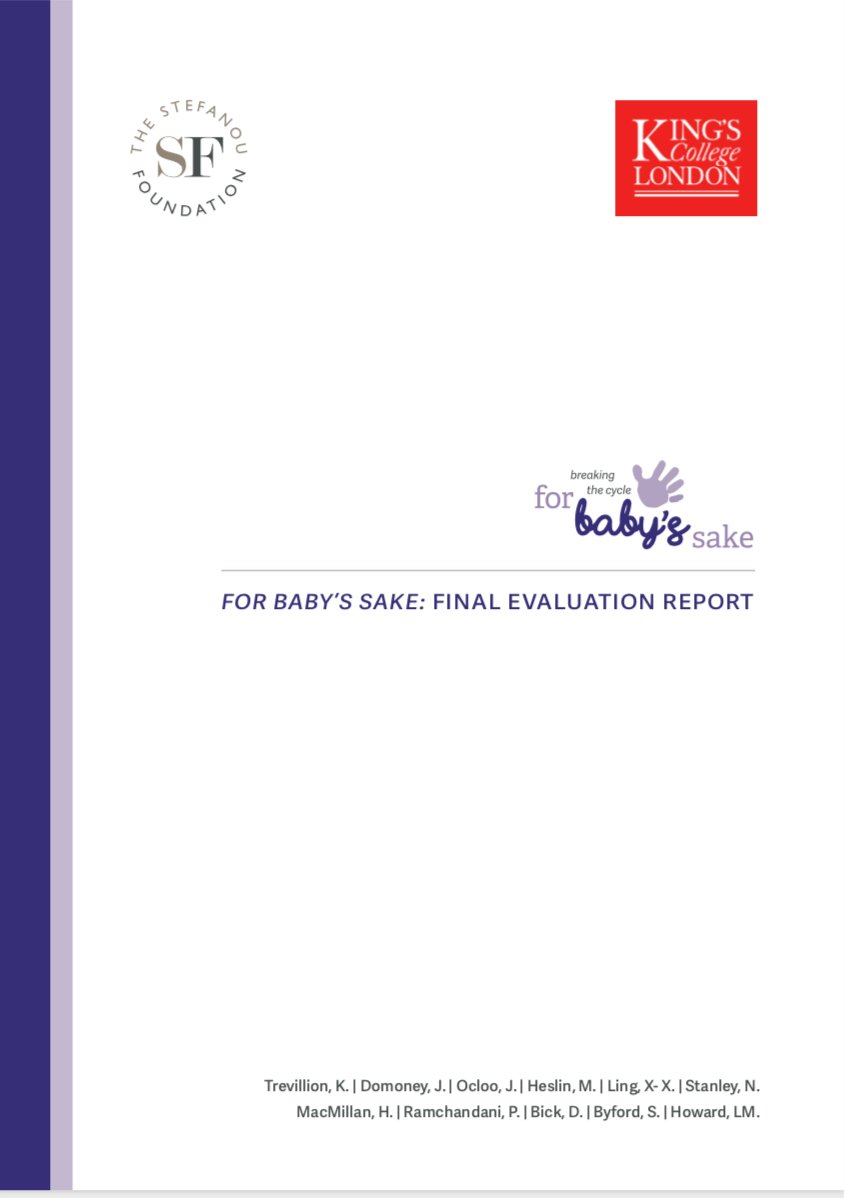 Report out today: evaluation of <a href="/forbabyssake/">The For Baby's Sake Trust</a> led by <a href="/KingsCollegeLon/">King's College London</a> says unique domestic abuse programme from @StefanouFoundat is ‘first to fill important gap’ 

forbabyssake.org.uk