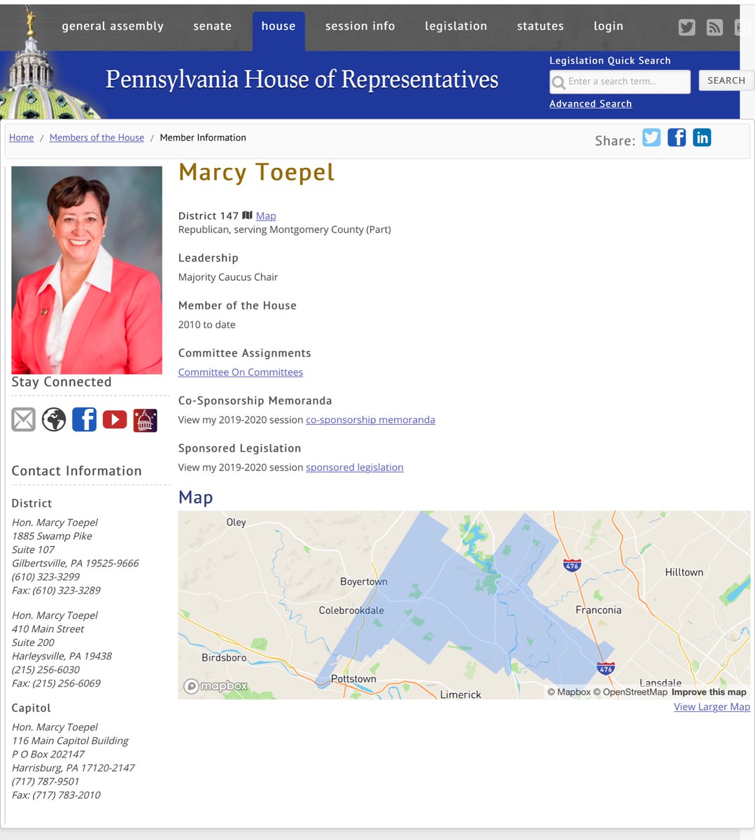 Representative Marcy Toepel Majority Caucus Chair https://www.legis.state.pa.us/cfdocs/legis/home/member_information/house_bio.cfm?id=1196  #PASenate  #PAHouse