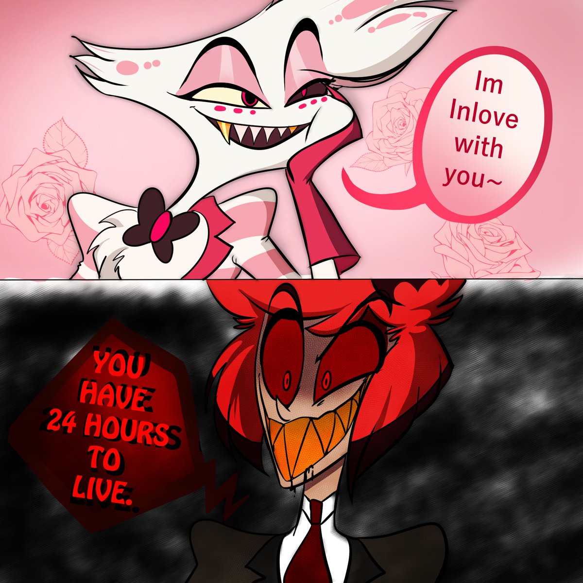 RavenouScorpian's tweet photo. THIS slayed me XD we are all fucked LOL! #HazbinHotel #HazbinHotelFanart #HazbinHotelFanart #checkoutthevideo https://t.co/nHI8YC1xsx