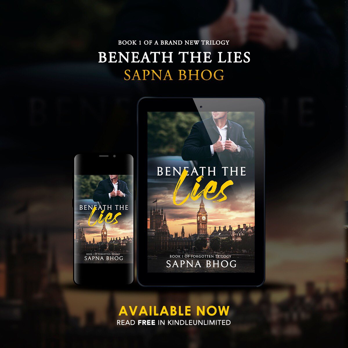 BENEATH THE LIES 
A diverse romance between an Indian girl and a British Duke who has forgotten her. 

BOOK 1 in the forgotten trilogy 
FREE ON KU 
Amazon - smarturl.it/Beneaththelies
#hot #romance #amnesia #romancenovels #booksilove #romancebook #stayhomeandread #quarantinereading