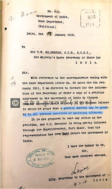 go4avinash's tweet photo. #Savarkar had written 'Mercy Petition' under right for general amnesty, after most brutal inhuman torture during 'Kala Pani'. Petition was written not for himself only but for all the other prisoners. Fact remains that #Savarkar didn't 'Apologized' to Britishers. https://t.co/rF9ULrWzpx