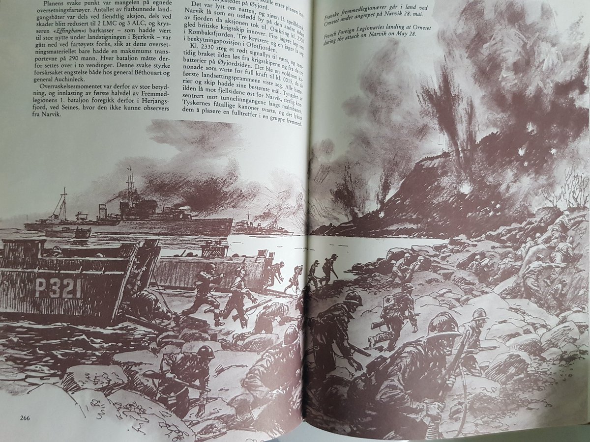 At 23.00 on the 27th, the British warships and allied artillery opened fire on the area surrounding the landing site at Ornes.The first group of Foreign Legionnaires landed at 1.00. A company of German sailors defended from high positions, and could fire down into the boats.